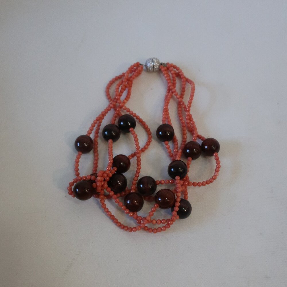Womens Kep Designs Coral Brown Beaded 5-Strand Necklace